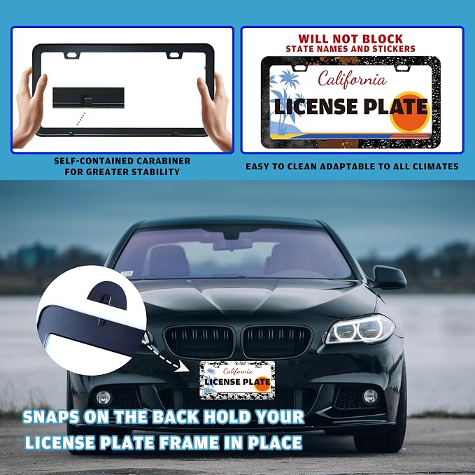 Skull License Plate Frame Black White Skeleton Stainless Steel License Plate - Image 5