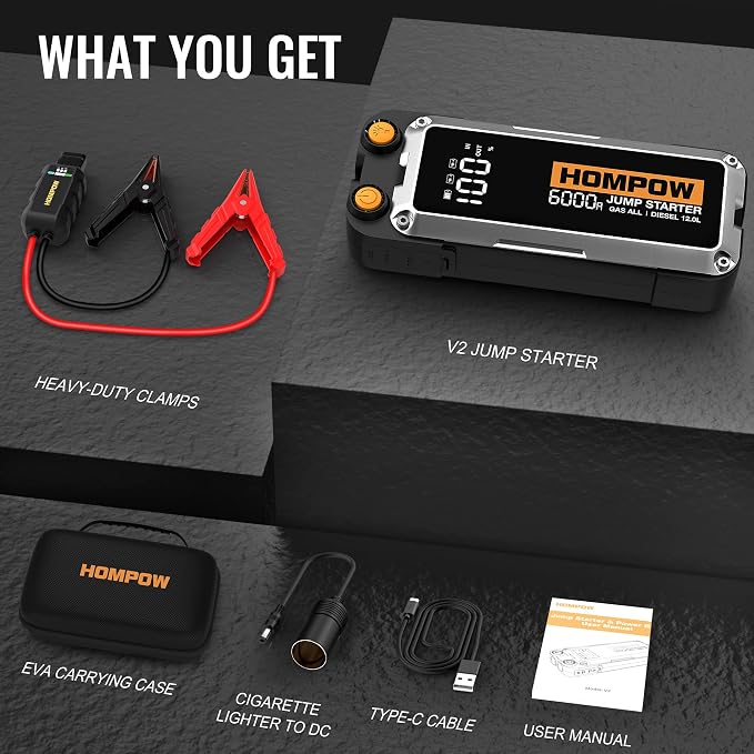 Jump Starter, 6000A Peak Portable 12V Car Battery Charger - Image 8