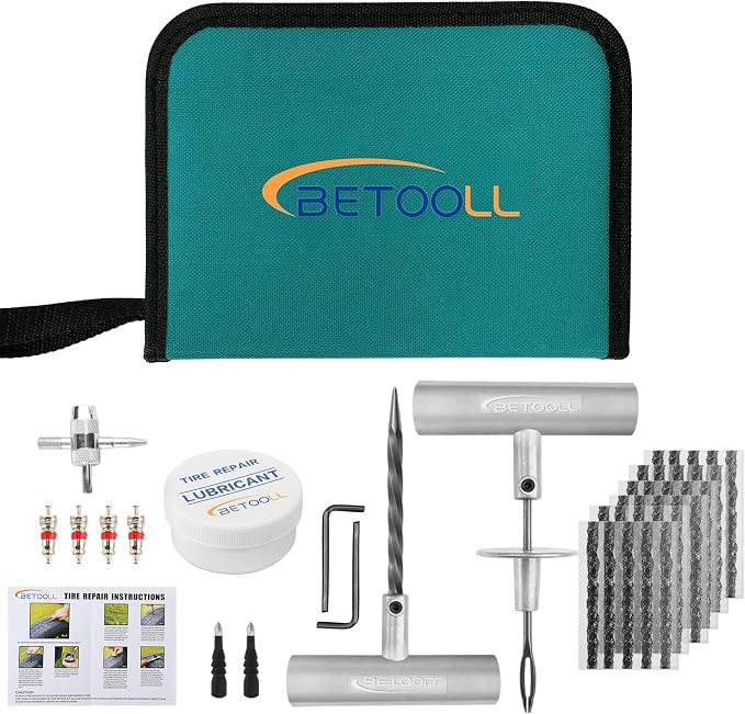 BETOOLL Tire Repair Kit, for car Motorcycle, Golf Cart, Trailer etc. by BETOOLL