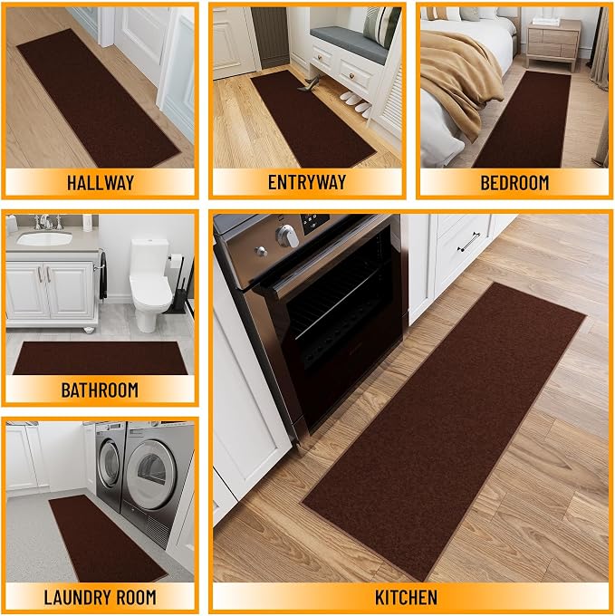 Ottomanson Hallway Runner Rug 20" x 59" Non Slip Solid Area Rugs Easy to Clean - Image 3