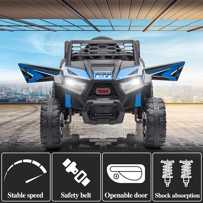 TOBBI 12V Kids Ride on Car, Electric Off-Road UTV Truck - Image 4