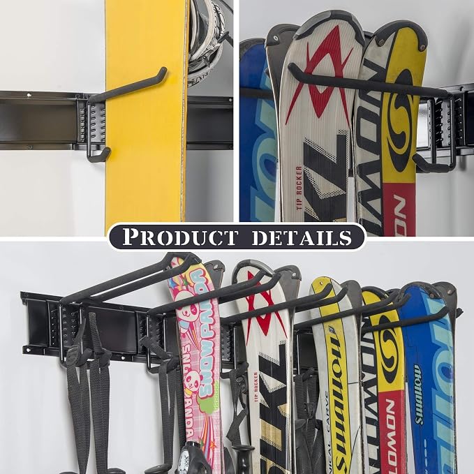 WALMANN Garage Storage Organization System Ski Wall Rack 10 Pairs of Skis Mount - Image 5