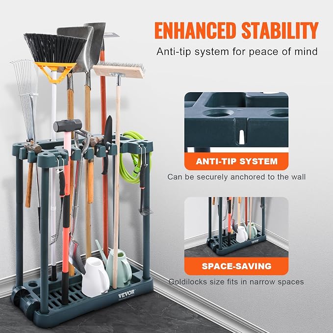 VEVOR Garden Tool Organizer, 10 Slots, Yard Tool Tower Rack - Image 4