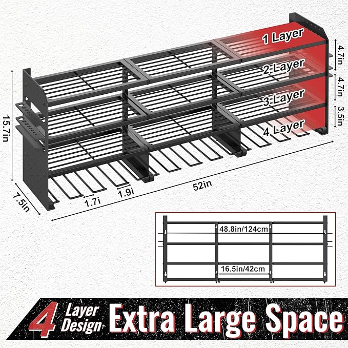 Large Power Tool Organizer Wall Mount-12 Drill Holder, Metal Heavy Duty Garage - Image 2