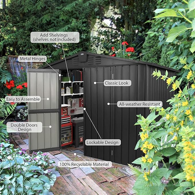 IKERY Galvanized Steel Storage Shed - Image 3