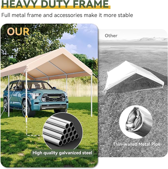 Aoxun 10x20 ft Heavy Duty Carport - Image 5