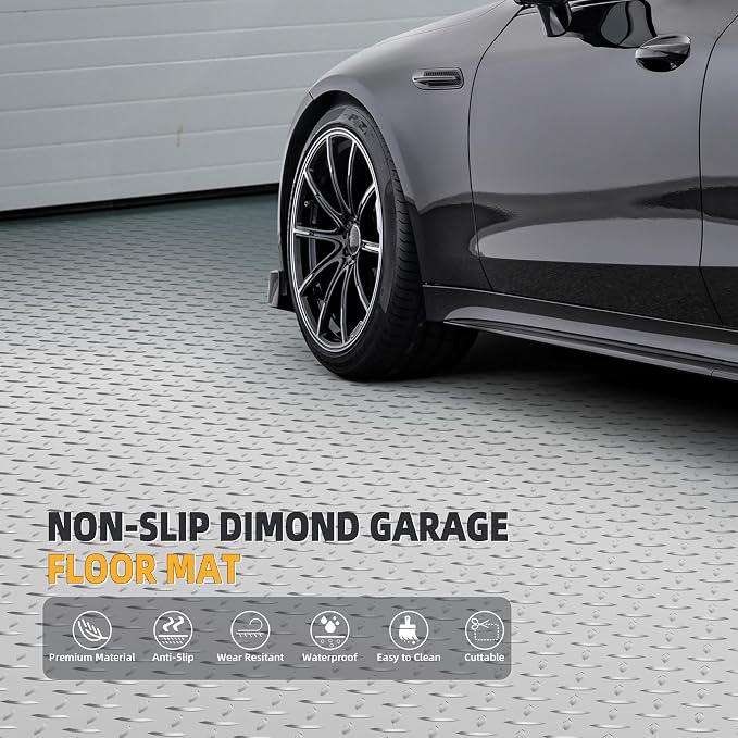 8.2 x 23 FT Garage Floor Mat, 2.8mm Thickened Diamond Plate PVC Garage Flooring - Image 2