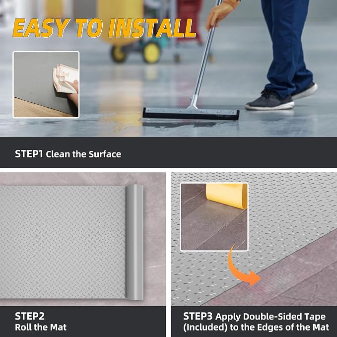 8.2 x 23 FT Garage Floor Mat, 2.8mm Thickened Diamond Plate PVC Garage Flooring - Image 6