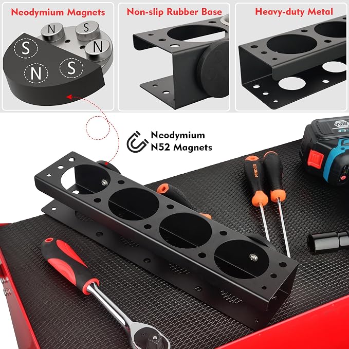 MUTUACTOR Super Power Tool Organizer, Non-Slip 4 Drill Holder Magnetic Mount - Image 2