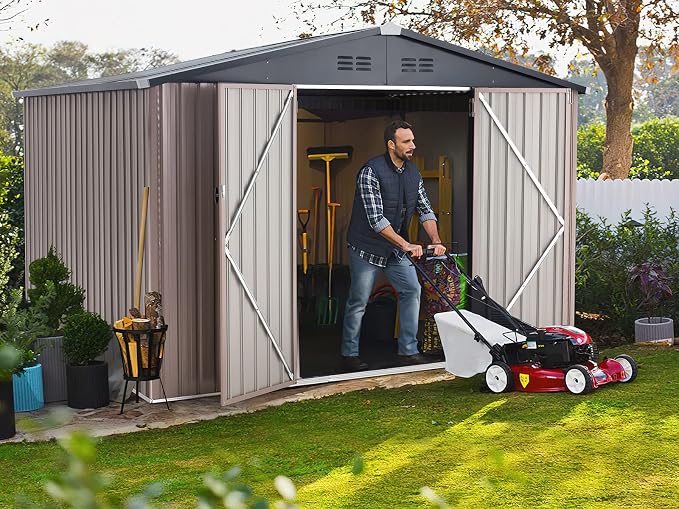 AECOJOY Shed 8' x 10' Outdoor Storage Metal Shed, Steel Yard Shed - Image 3