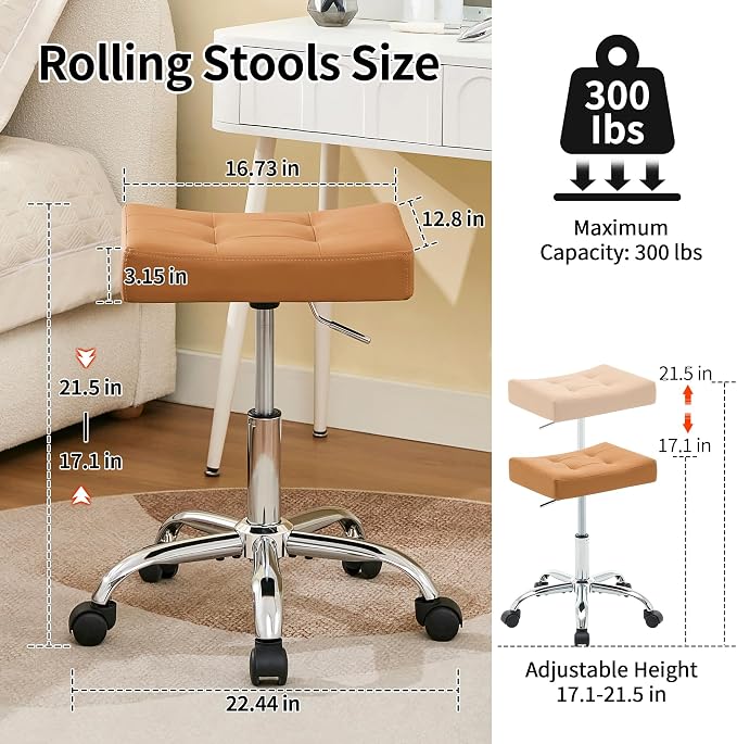 Rolling Stool Adjustable Height Multifunctional Nail Tattoo Vanity Massage Stool - Image 2