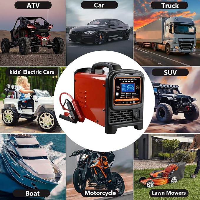 12V 24 Volt Car Battery Charger Heavy Duty, 0-15A Smart Automatic Battery - Image 6