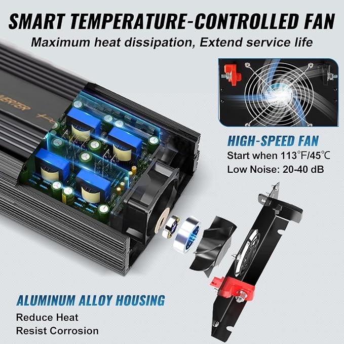 VEVOR Pure Sine Wave Inverter 3500 Watt Power Inverter, DC 12V to AC 120V Car - Image 8
