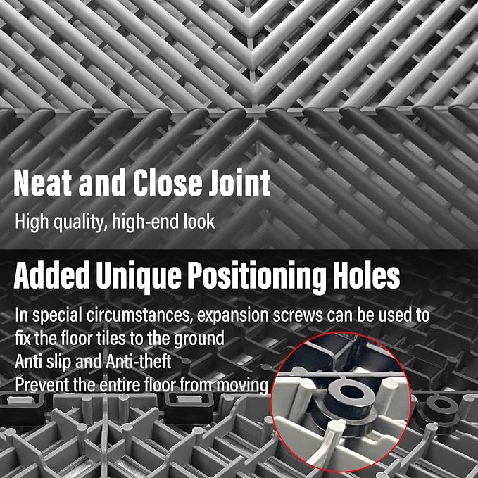 24 Pack 16"x 16"Interlocking Garage Floor Tiles, Modular Drainage Floor Mat - Image 6