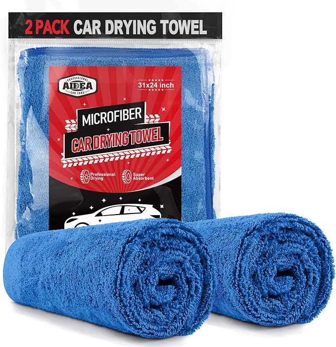 AIDEA Microfiber Towels for Cars-2PK, Large Professional Car Drying Towel by AIDEAHOME