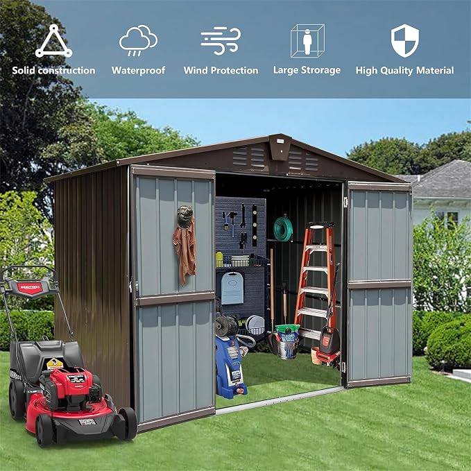 IKERY Metal Storage Shed 8.2' x 6.2' - Image 5