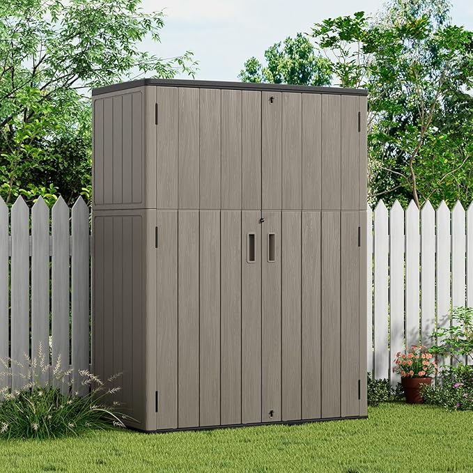 KINYING Outdoor Storage Cabinet Waterproof, 57 Cu.ft Resin Vertical Outdoor - Image 4