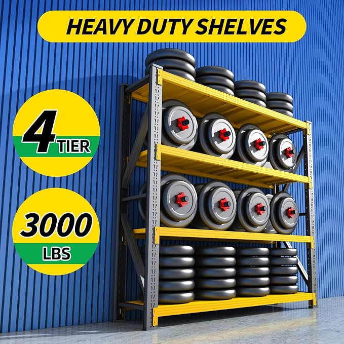 3000LBS Heavy Duty Storage Shelves, 4-Tier Adjustable Garage Organization - Image 6