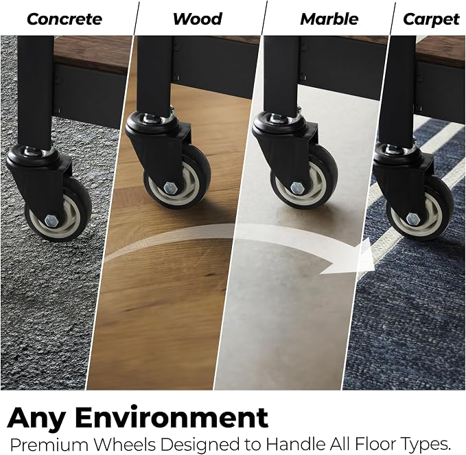HOMEDANT House 5-Tier Metal Rolling Cart Shelf Rack Casters Heavy Duty - Image 10