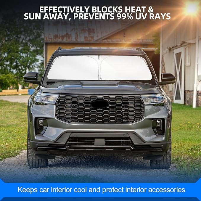 Windshield Sun Shade for Ford Explorer 2020-2025 Foldable Sunshade Custom Fit - Image 7