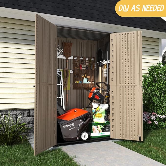 ADDOK Outdoor Storage Sheds Waterproof, Resin Outdoor Storage Cabinet Lockable - Image 4
