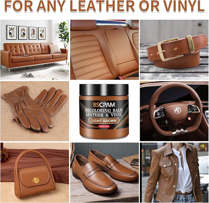 Light Brown Leather Recoloring Balm, Leather Couch Scratch/Stain Remover - Image 2