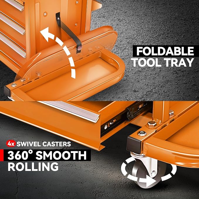 Auto Dynasty 3-Drawer Mechanic Rolling Seat, 350 LBS Capacity Roller Garage - Image 4