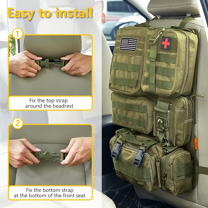 Universal Tactical Seat ​Back Organizer Vehicle Molle Panel Organizer Storage - Image 4