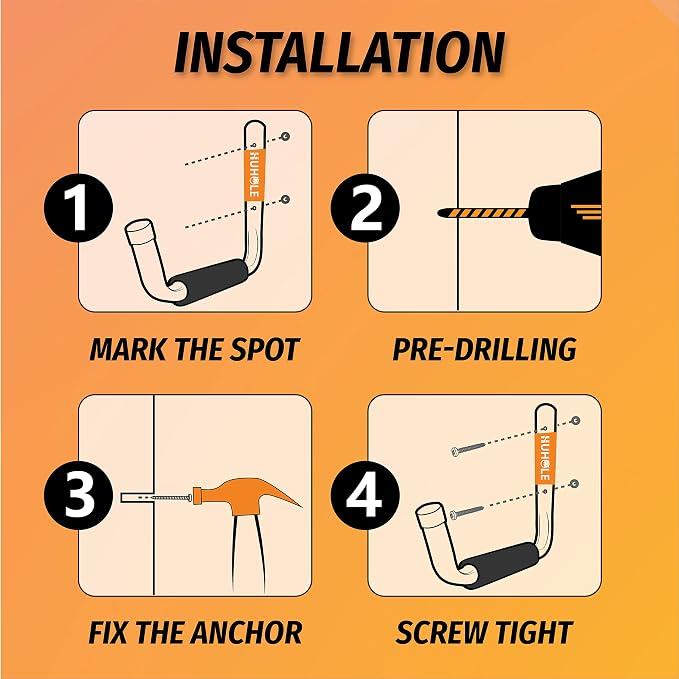 HUHOLE Ladder Hooks for Garage Wall, Wall Mount Ladder Brackets - Image 8