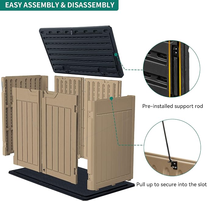 YITAHOME Extra Large Outdoor Horizontal Storage Shed, 4.5x4ft Resin Tool Sheds - Image 6