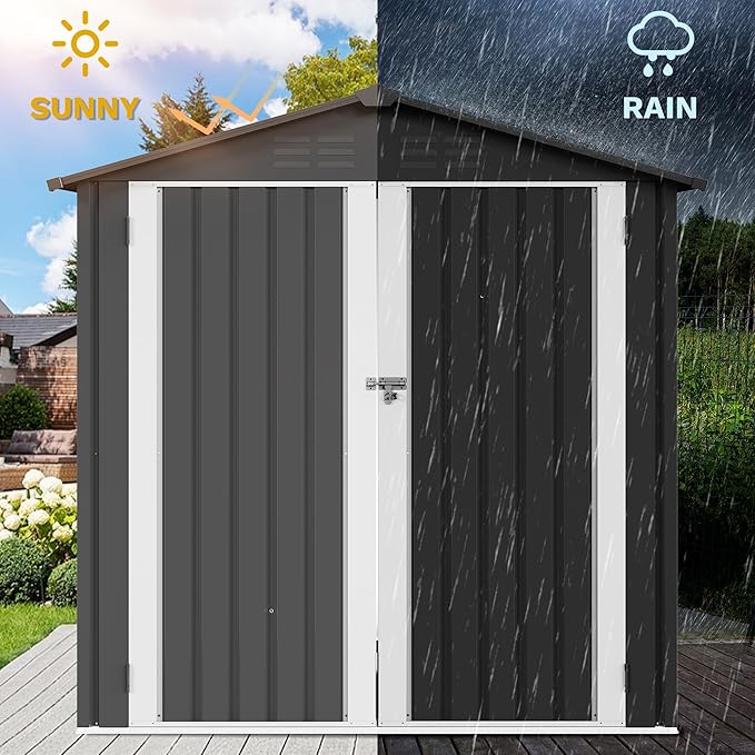 DWVO 6x4ft Storage Shed for Outdoors, Metal Sturdy Weatherproof Tool Locker - Image 4