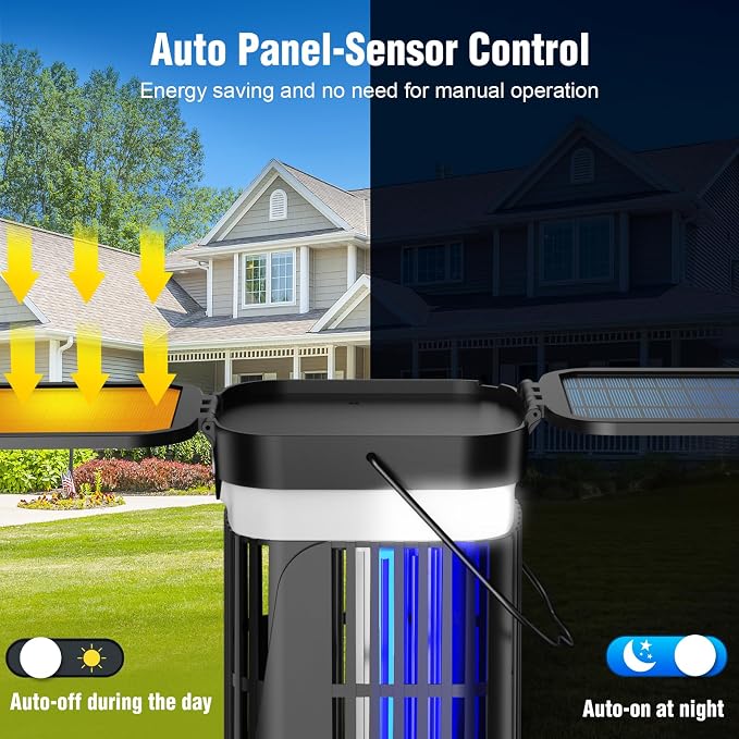 Solar Bug Zapper Outdoor and Indoor, Dual Folding Solar Panel - Image 2