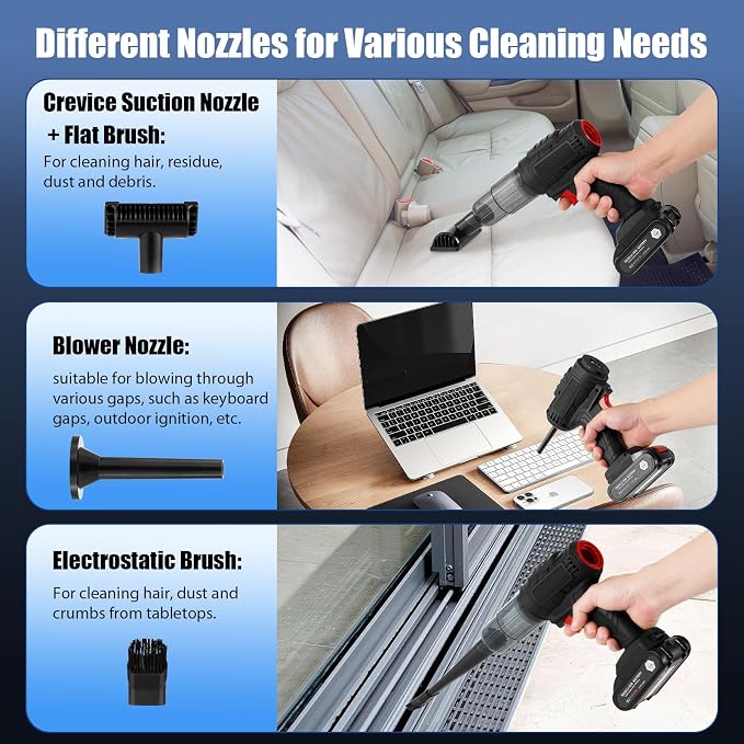Car Vacuum Cleaner Portable Air Duster 2in1 Brushless Motor 80000 RPM Vacuum - Image 4