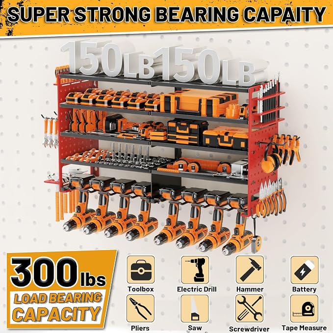 5 Layers Power Tool Organizer Wall Mount, Cordless Tool Storage Rack Holder - Image 4