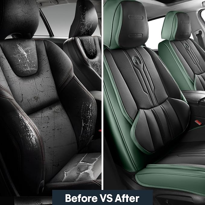 AOOG Front Seat Covers, Car Seat Covers Front Seats, Leather Seat Covers - Image 5