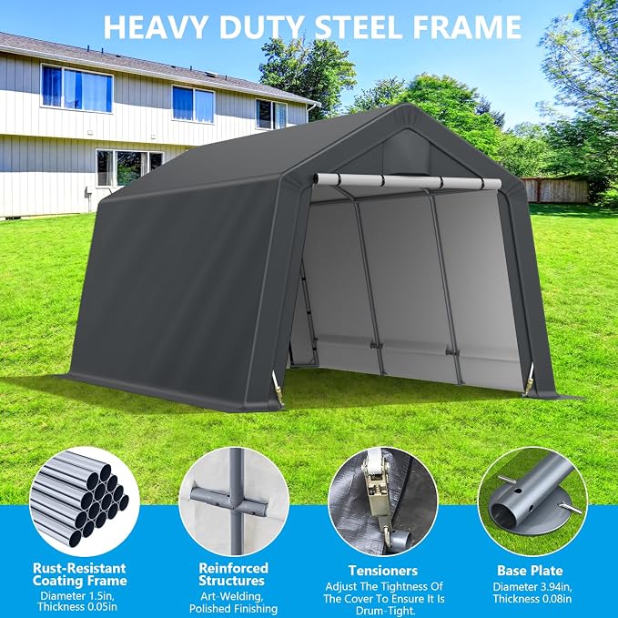 10x15FT Outdoor Storage Shelter Carport, Thickened Double-layer Heavy Duty - Image 5