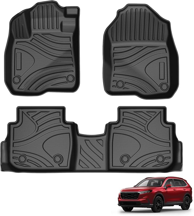 Powerty Floor Mats for Honda CR-V 2023 2024 2025 Accessories All Weather Car by Powerty