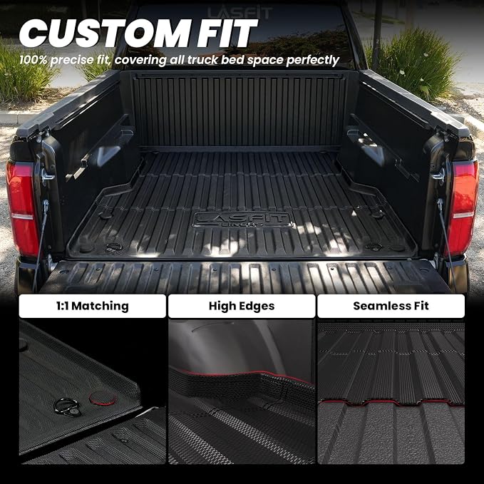 LASFIT Bed Mat for Toyota Tacoma 2024 2025 Truck Bed, All Weather 5 ft Rubber - Image 3