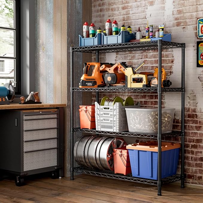 SINGAYE 4 Garage Heavy Duty Shelving Unit Kitchen Pantry Close Home Organizers - Image 2