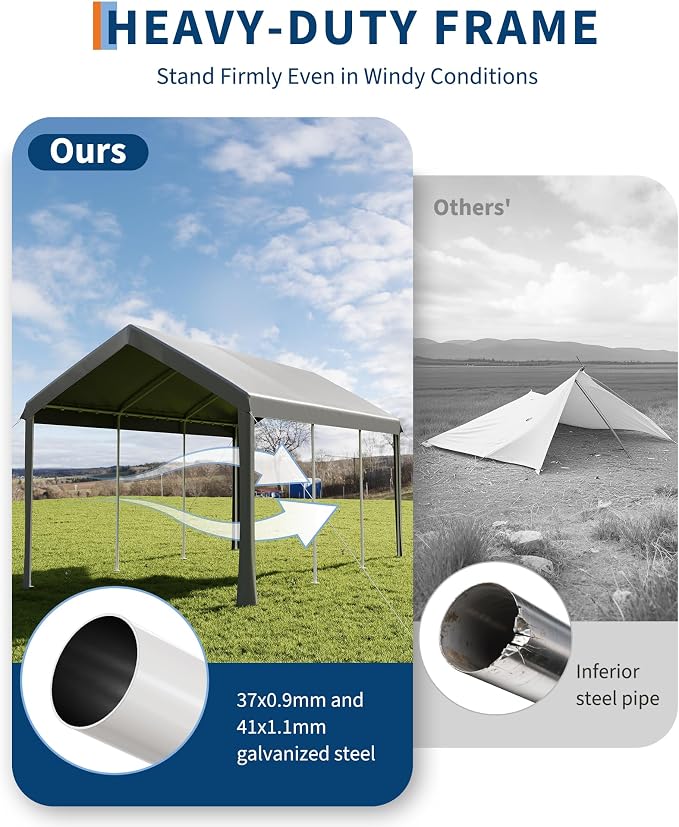 10x20ft Metal Carport Garage - Image 3