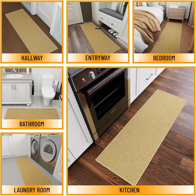 Ottomanson Hallway Runner Rug 20" x 59" Non Slip Solid Area Rugs Easy to Clean - Image 3