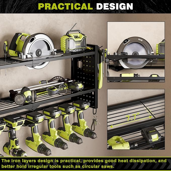 Power Tool Organizer Wall Mount, Cordless Drill Hanger Storage Rack 8 Drill - Image 5