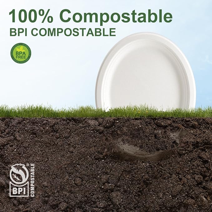 WELLIFE 100% Compostable Oval Paper Plates 12 Inch, Biodegradable Bagasse - Image 5