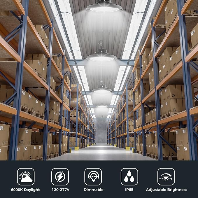 AIKVSXER LED High Bay Lights 180W UFO Shop Lights 32400LM 6000K Commercial Bay - Image 3