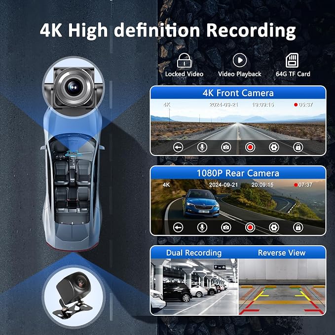 Apple carplay & Android Auto, Wireless Double din 10.26 inch Dash Cam - Image 4