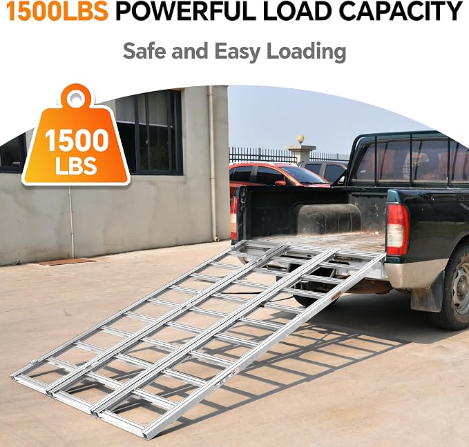 Rockland Tri-Fold Aluminum Loading Ramp, 1500 LBS Loading Capacity, Portable - Image 2