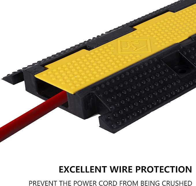 3 Pack Rubber Cable Ramp Hose Cable Protector Ramp 1 Channel 22000Lbs Load - Image 3