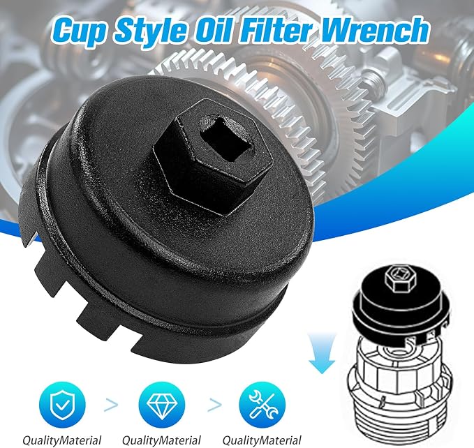 Heavy Duty Oil Filter Cap Removal Tool, 64mm 14 Flute Oil Filter Wrench - Image 2