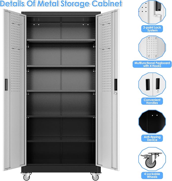 71"H×32"W×16"D Garage Storage Cabinet - Image 4