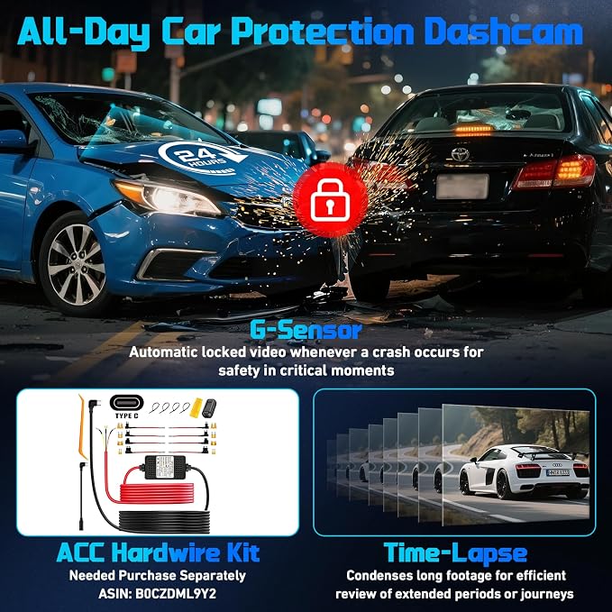 Dash Cam Front 4K Dash Camera for Cars Built-in WiFi/APP Control Dashcams for - Image 6
